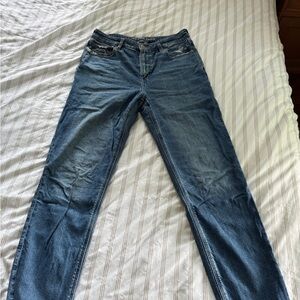 American Eagle Outfitters Blue Straight Leg Mom Jeans